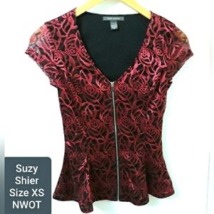 NWOT Floral Lace Maroon Tops